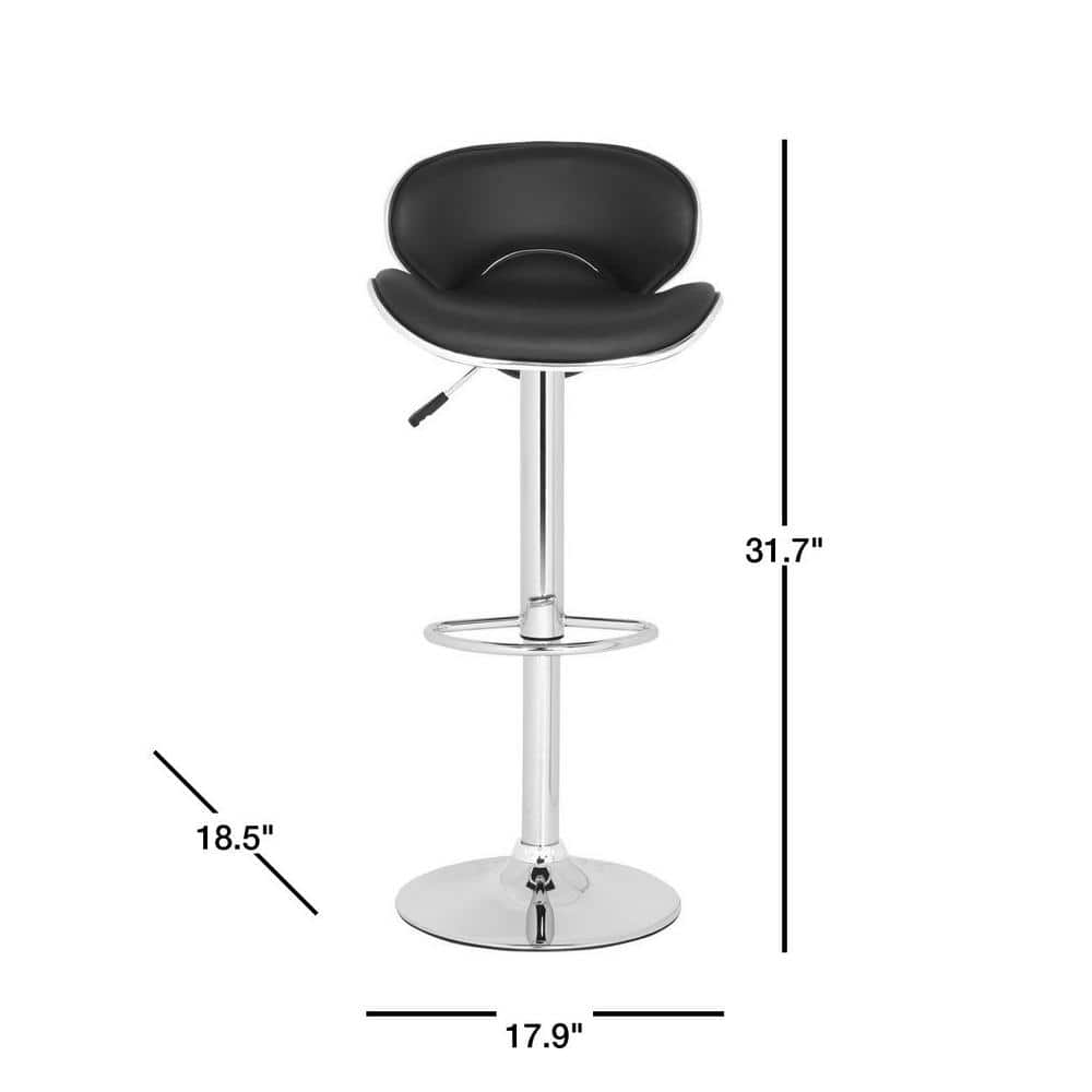 Shambi Black Adjustable Swivel Bar Stool with Chrome Base