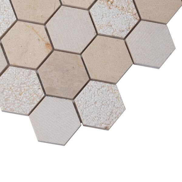 Apollo Tile (Sample) Floor and Wall Tile Beige 4-in x 4-in Polished Marble Honeycomb Patterned Floor and Wall Tile
