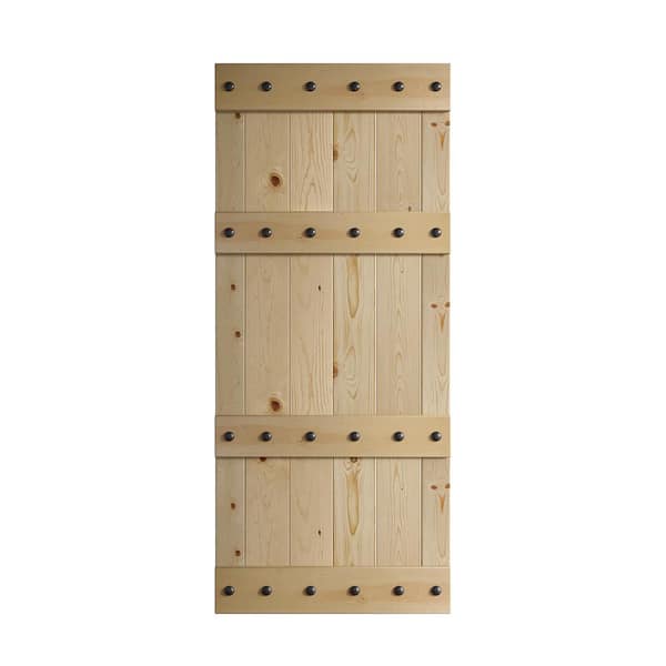 COAST SEQUOIA INC Castle Series 36 in. x 84 in. Unfinished Knotty Pine Wood Barn Door Slab