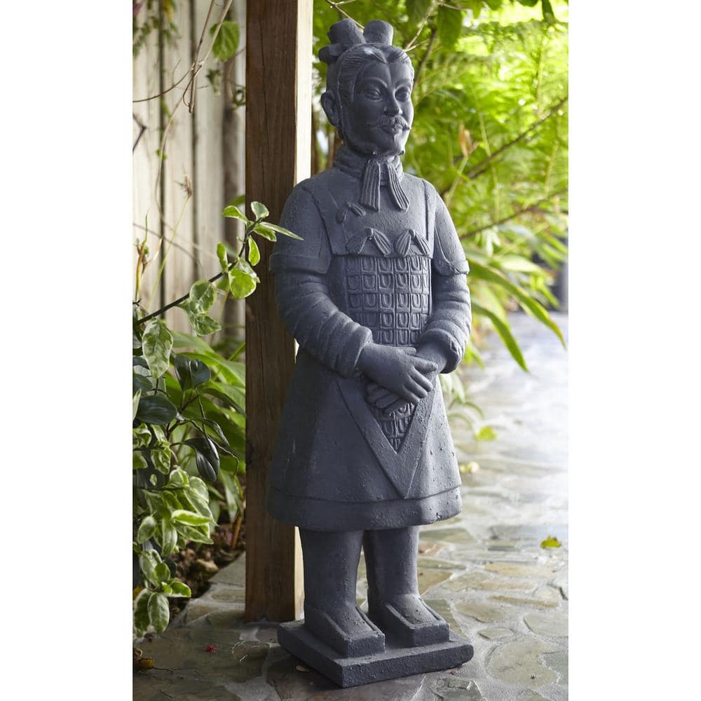 Gray Stone 40" Warrior Garden Statue