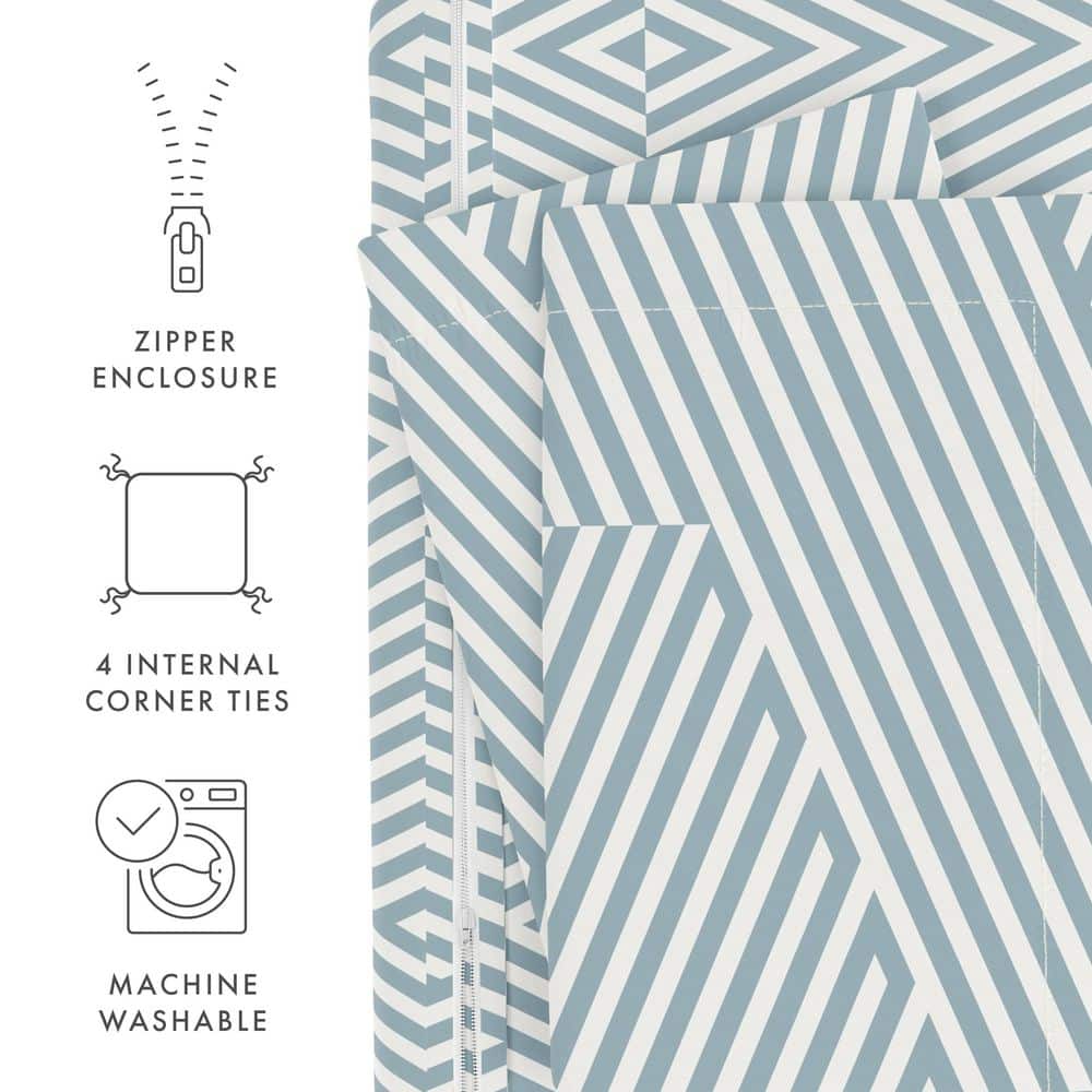 Light Blue Modern Diagonal Pattern Full/Queen Duvet Cover Set