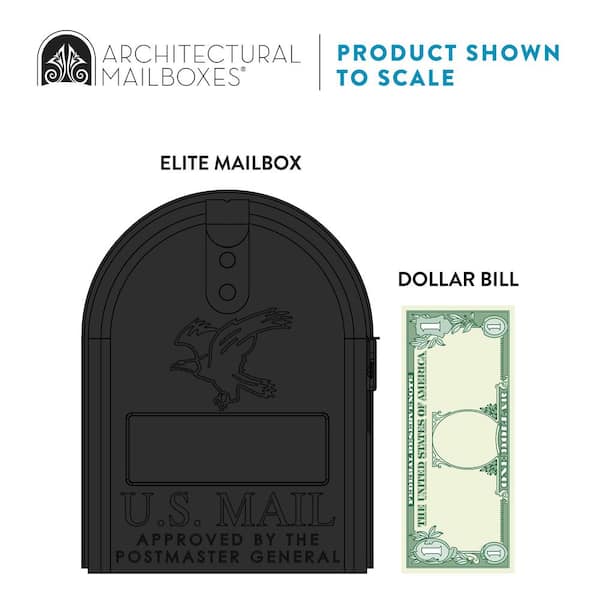 Architectural Mailboxes - Elite Black, Medium, Steel, Post Mount Mailbox