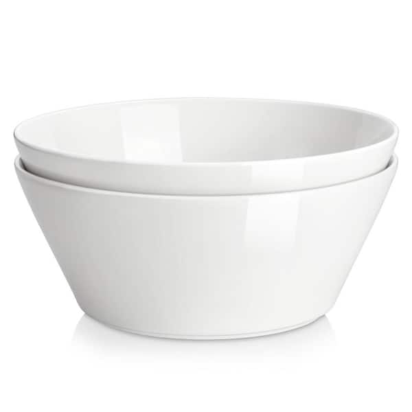 105 oz. White Porcelain Salad and Soup Bowl for Ramen, Pasta, Pho, Microwave and Dishwasher Safe (Set of 2)