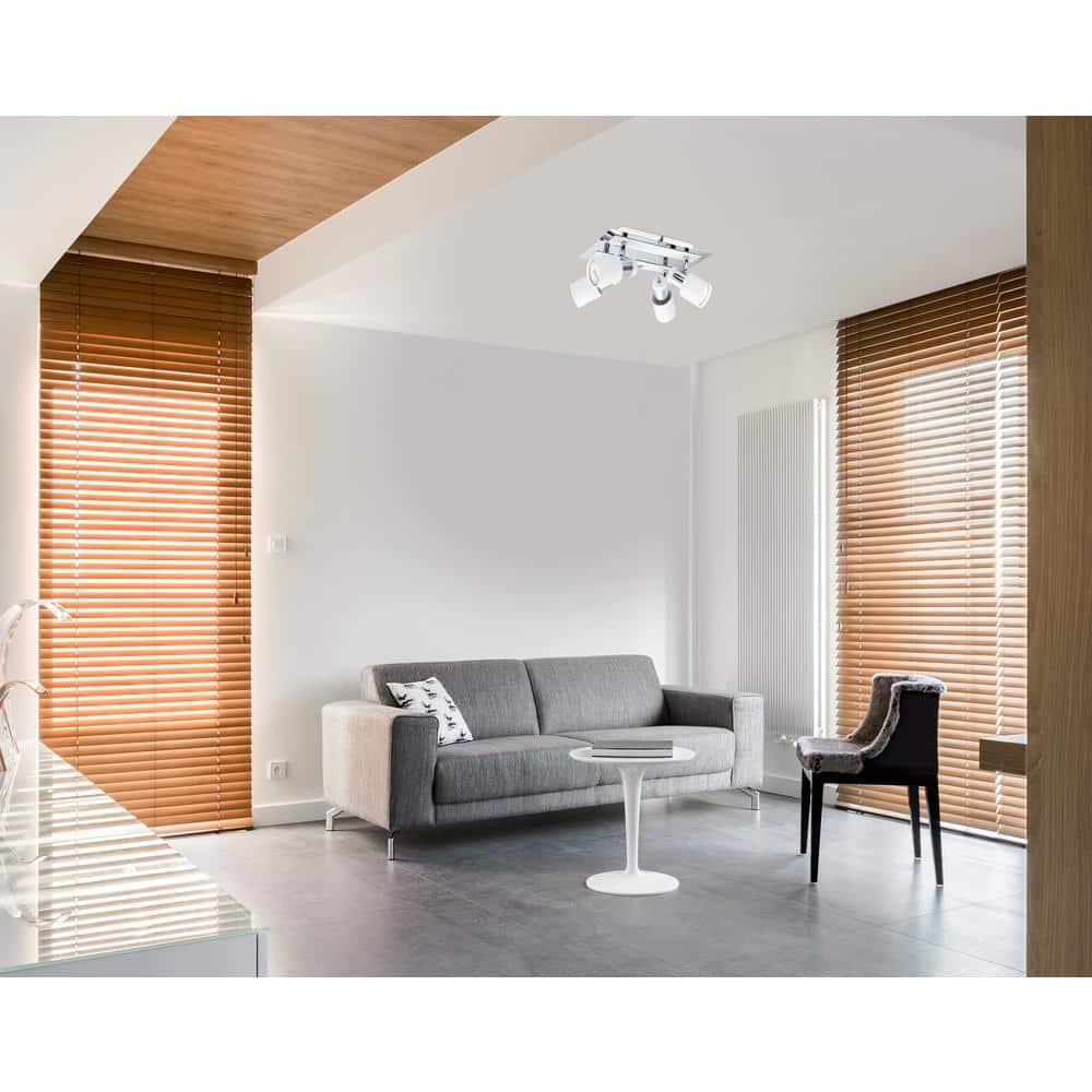 Davida Chrome White Modern 4-Light Semi-Flush Mount