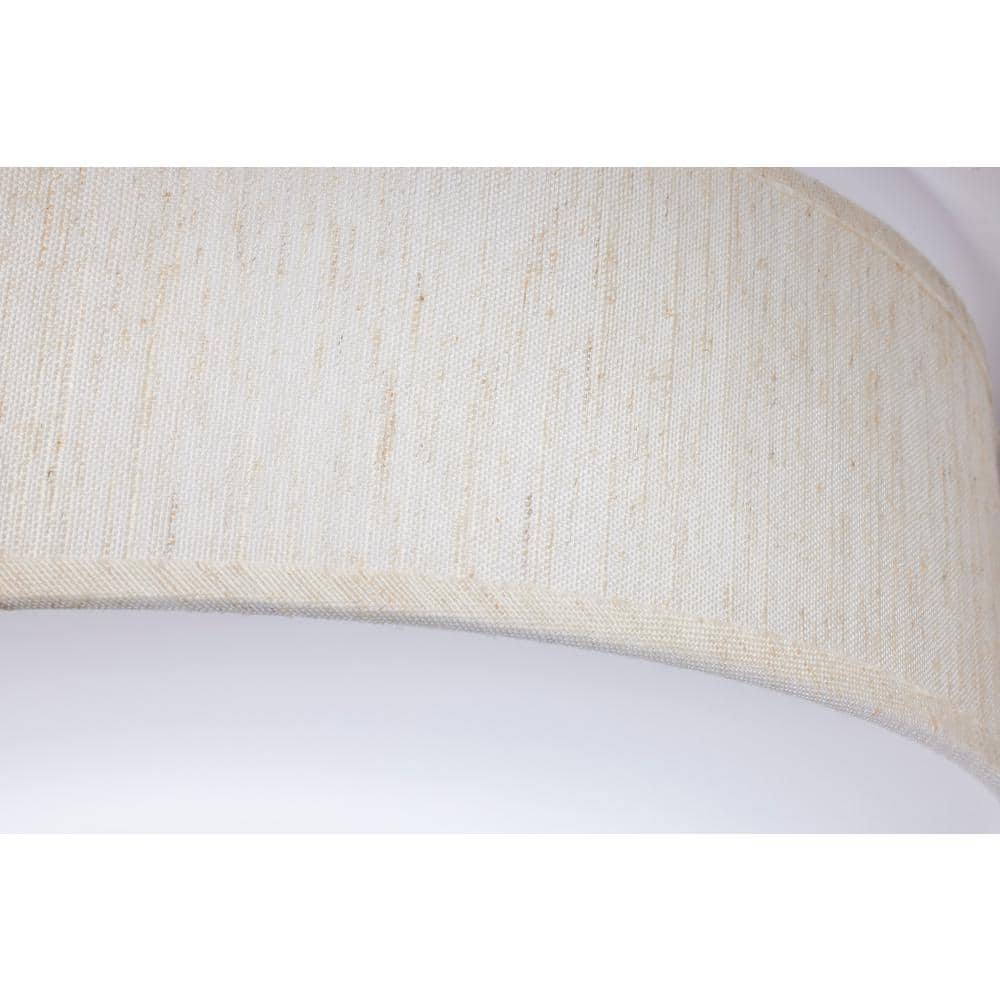 15 in. Beige Contemporary Integrated LED Flush Mount with Fabric Shade and White Acrylic Diffuser (NO TEST)