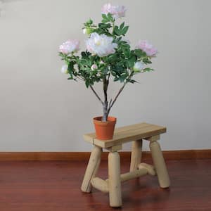 36 in. Peony Flower Potted Light Peach and Pink Artificial Blooming Plant