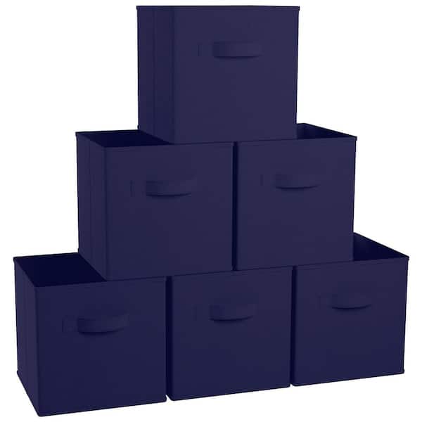 Ornavo Home 13 x 13 x 13, Navy Cube Storage Bin 6 Pack