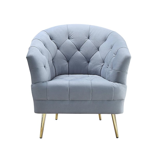 Acme Furniture Bayram Light Gray Velvet Highbacked Barrel Chair