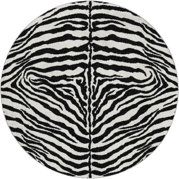 Dream Shag Premium Machine Washable Abstract ADS42 Pearl 8 ft. x 8 ft. Round Rug
