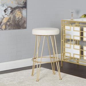 Vinnie 29 in. Gold Upholstered Metal Backless Bar Stool