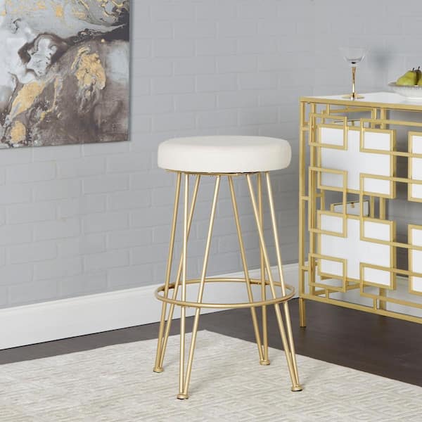 Silverwood Furniture Reimagined Vinnie 29 in. Gold Upholstered Metal Backless Bar Stool