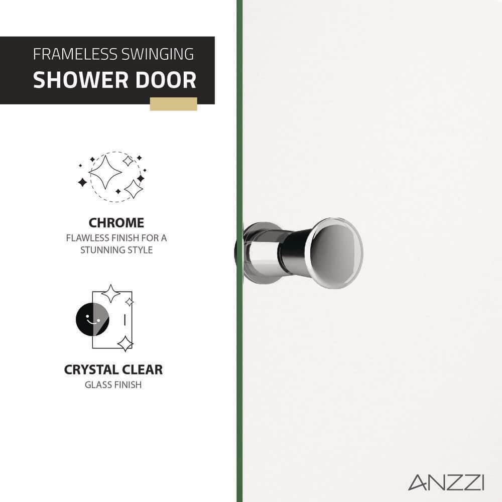 Polished Chrome Frameless Tempered Glass Shower Door