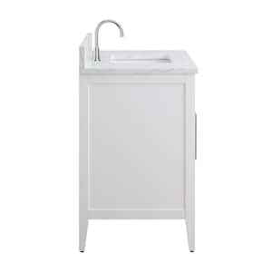 36 in. W x 22 in. D x 34 in. H Single Sink Bathroom Vanity Cabinet in White with Engineered Marble Top in White