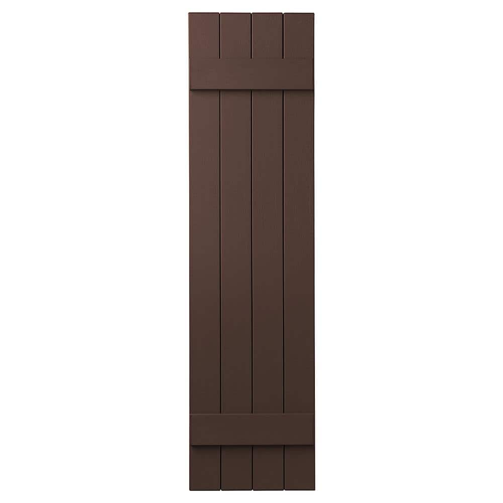 15 in. x 47 in. Polypropylene 4-Board Closed Board and Batten Shutters Pair in Terra Brown price history on PriceWatchPro