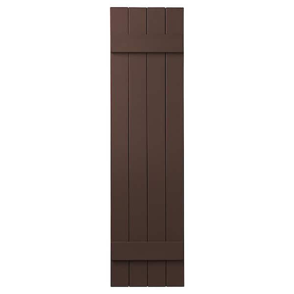 Ply Gem 15 in. x 51 in. Polypropylene 4-Board Closed Board and Batten Shutters Pair in Terra Brown