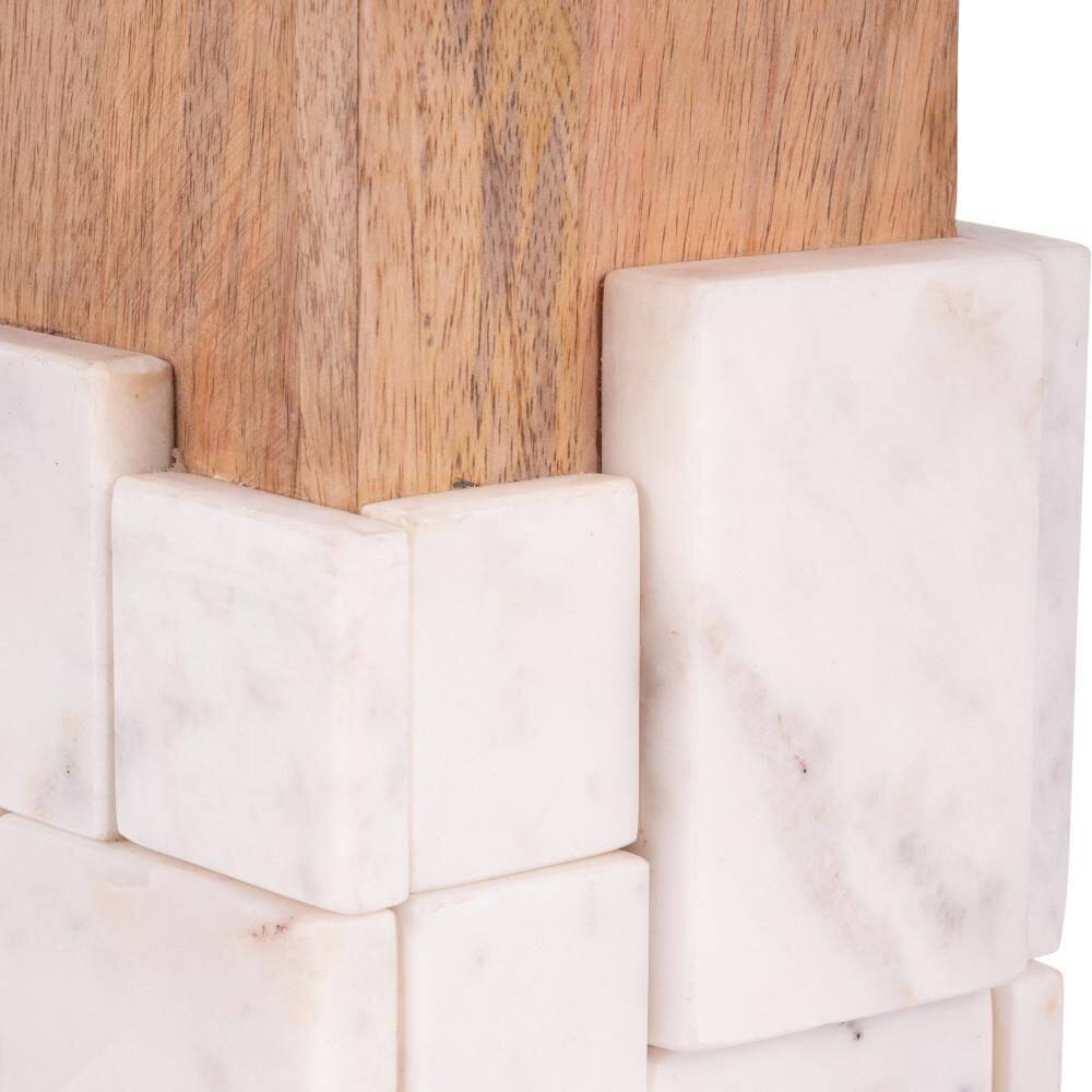 White Marble 18" Table Lamp with White Shade