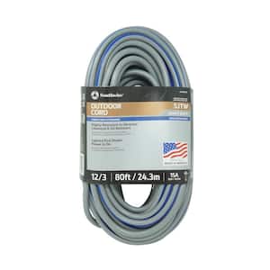 80 ft. 12/3 SJTW Outdoor Heavy-Duty Extension Cord with Power Light Plug in Gray/Navy