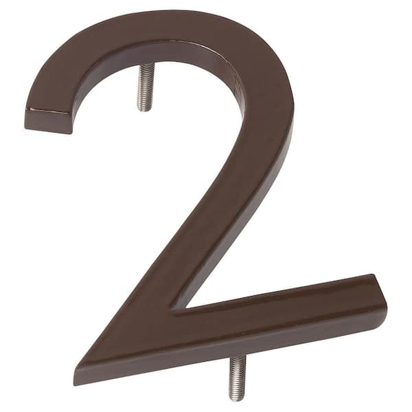 6" Antique Copper Aluminum floating or flat Modern House Numbers 0-9-2