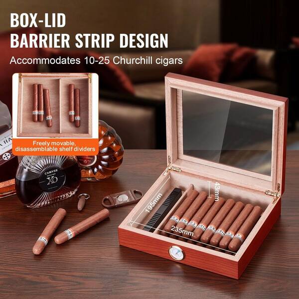 cigarette humidor 8.35 in. W x 3.74 in. H Modern Black Cedar Wood Leather Travel Cigar Set Cigar Case with Hygrometer Humidifier 11AS59D013 term storage conditions TISFA Cigar Humidor Box Cigar