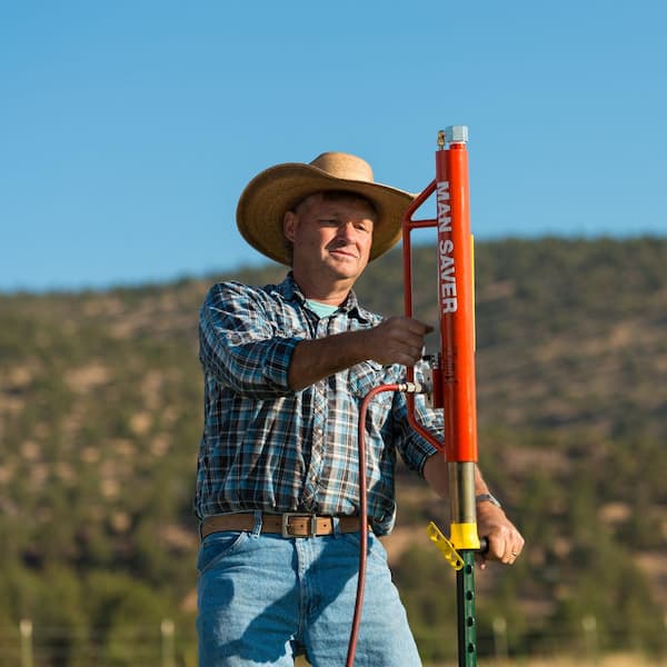 6 in. x 6 in. x 31 in. Orange Steel Air-Powered T-Post Driver, 1-1/4 in. Max OD, Pneumatic Fence Tool