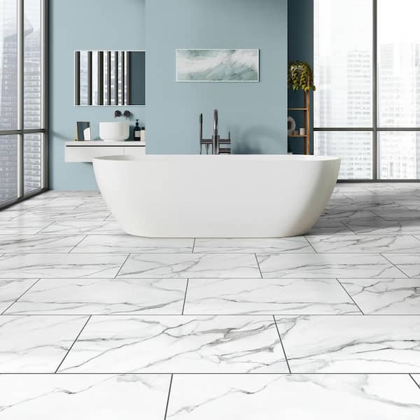 Mountain Brook Marble 22 MIL x 18.5 in. W x 37 in. L Click Lock Waterproof Vinyl Tile Flooring (19.1 sq. ft./Case)