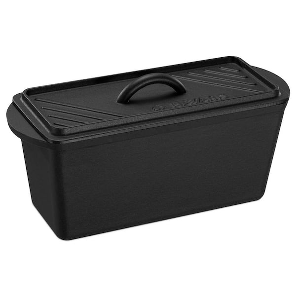 Adrinfly 13 x 5 in. Cast Iron Bread Loaf Pan with Lid, Black