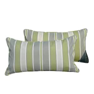 Raise Stripe Polyester Fabric Rectangular Outdoor Lumbar Pillows (2-Pack)