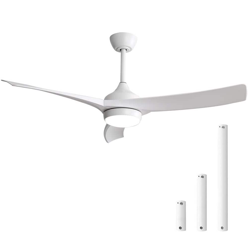 52 in. Indoor White Low Profile Modern Ceiling Fan with 18W LED Light and R