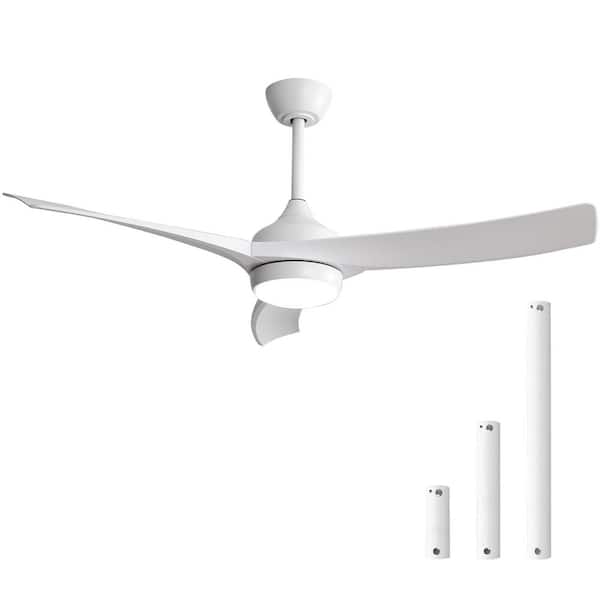 Unbranded 52 in. Indoor White Low Profile Modern Ceiling Fan with 18W LED Light and Remote Control 3 ABS Blades DC Motor