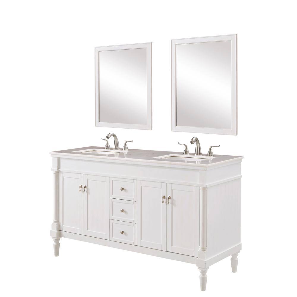 Simply Living 60 in. W x 21 in. D x 35 in. H Bath Vanity in Antique White w