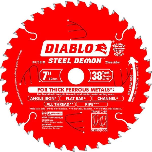 DIABLO Steel Demon 7-1/4 in. x 38-Tooth x 20mm Arbor Metal Cutting Circular Saw Blade