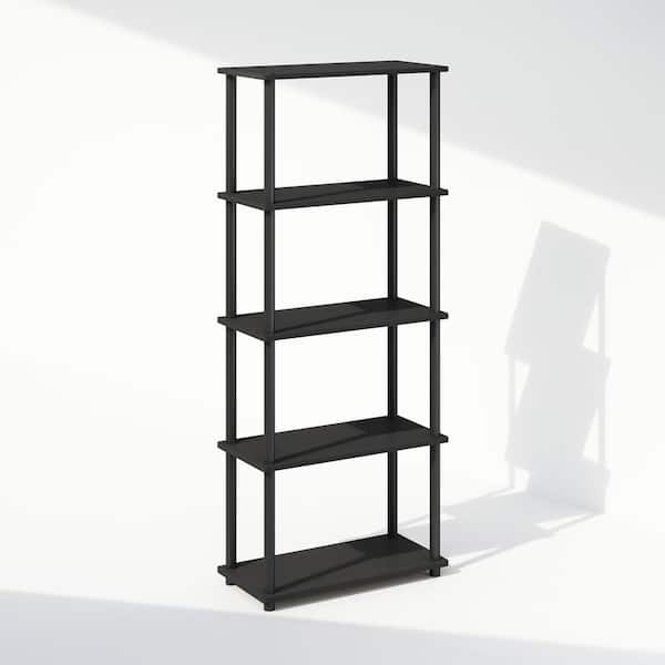 Furinno Turn-N-Tube 57.4 in. Tall Americano/Black Wood 5-Shelf Bookcase