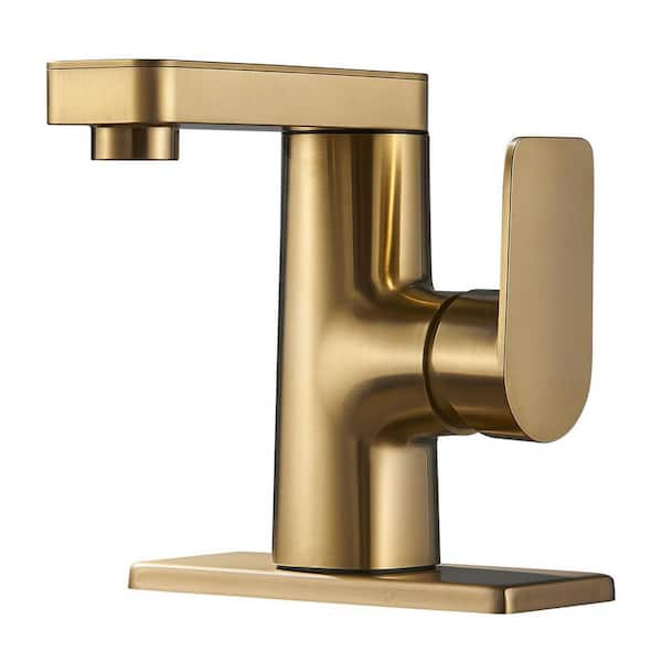 Heemli Rotatable Single Handle Single Hole Bathroom Faucet In Brushed Gold Kbs0101g The Home Depot 