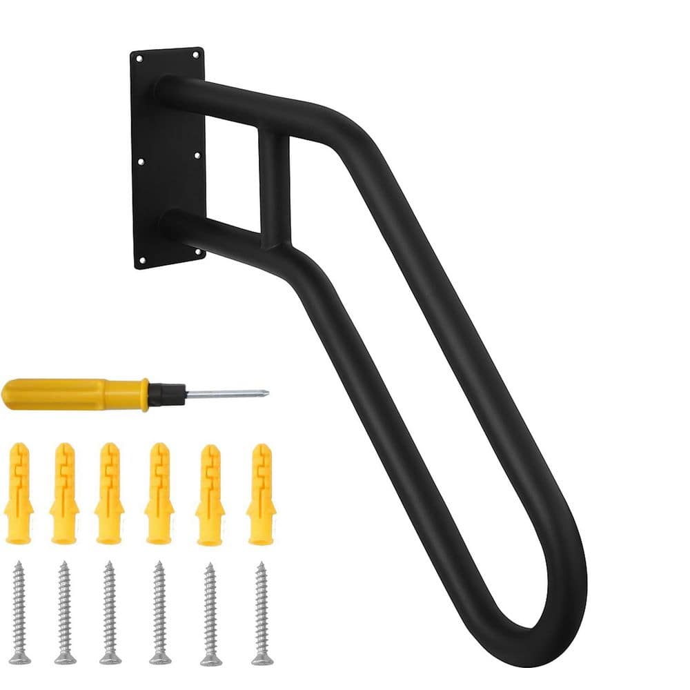 22.8 in. W Metal Iron U-Shaped Wall Mount Hand Rail for Outdoor Steps Black Grab Bar for Elderly and Disabled price history on PriceWatchPro