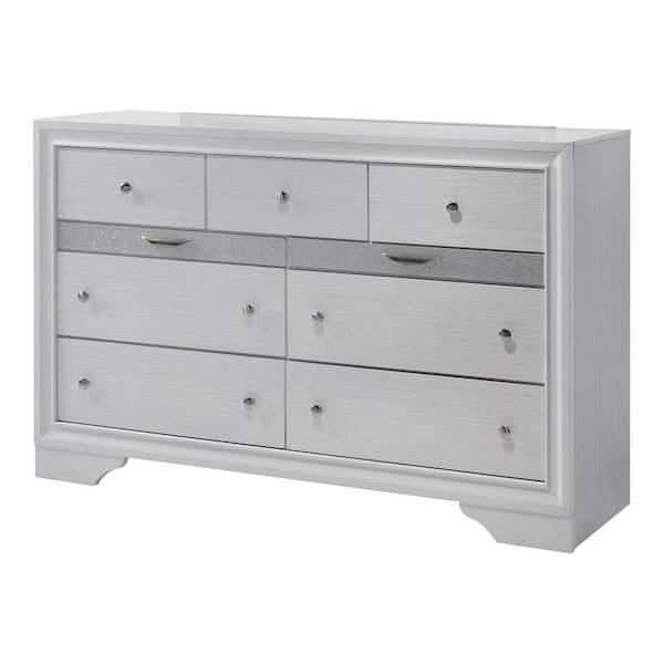 Furniture of America Ekon White 9-Drawer 63 in. Dresser with Jewel Drawers