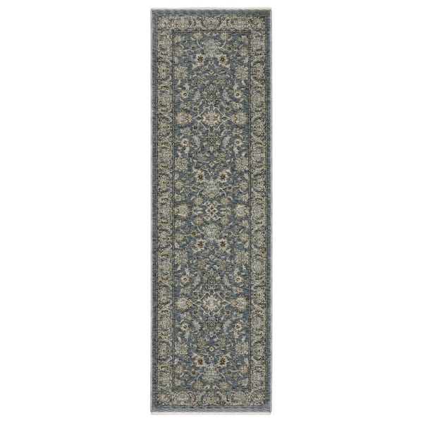 2 ft. x 8 ft. Beige Oriental Washable Area Rug