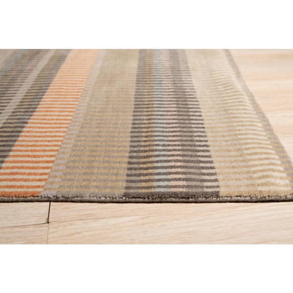 6 ft. x 9 ft. Beige Elegant and Durable Hand Knotted Wool Luxurious Modern Stripe Premium Rectangle Indoor Area Rugs