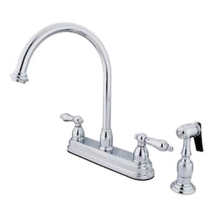 Restoration 2-Handle Deck Mount Centerset Kitchen Faucets with Side Sprayer in Polished Chrome