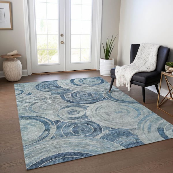 Chantille Machine Washable Indoor/Outdoor Abstract ACN1750 Blue 8 ft. x 10 ft. Area Rug