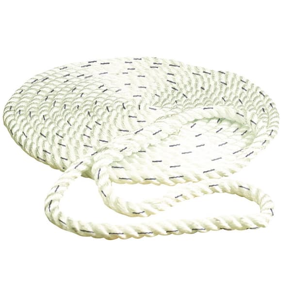Seachoice 5/8 in. x 20 ft. Strand Twisted Nylon Dock Line in White with Blue Tracer