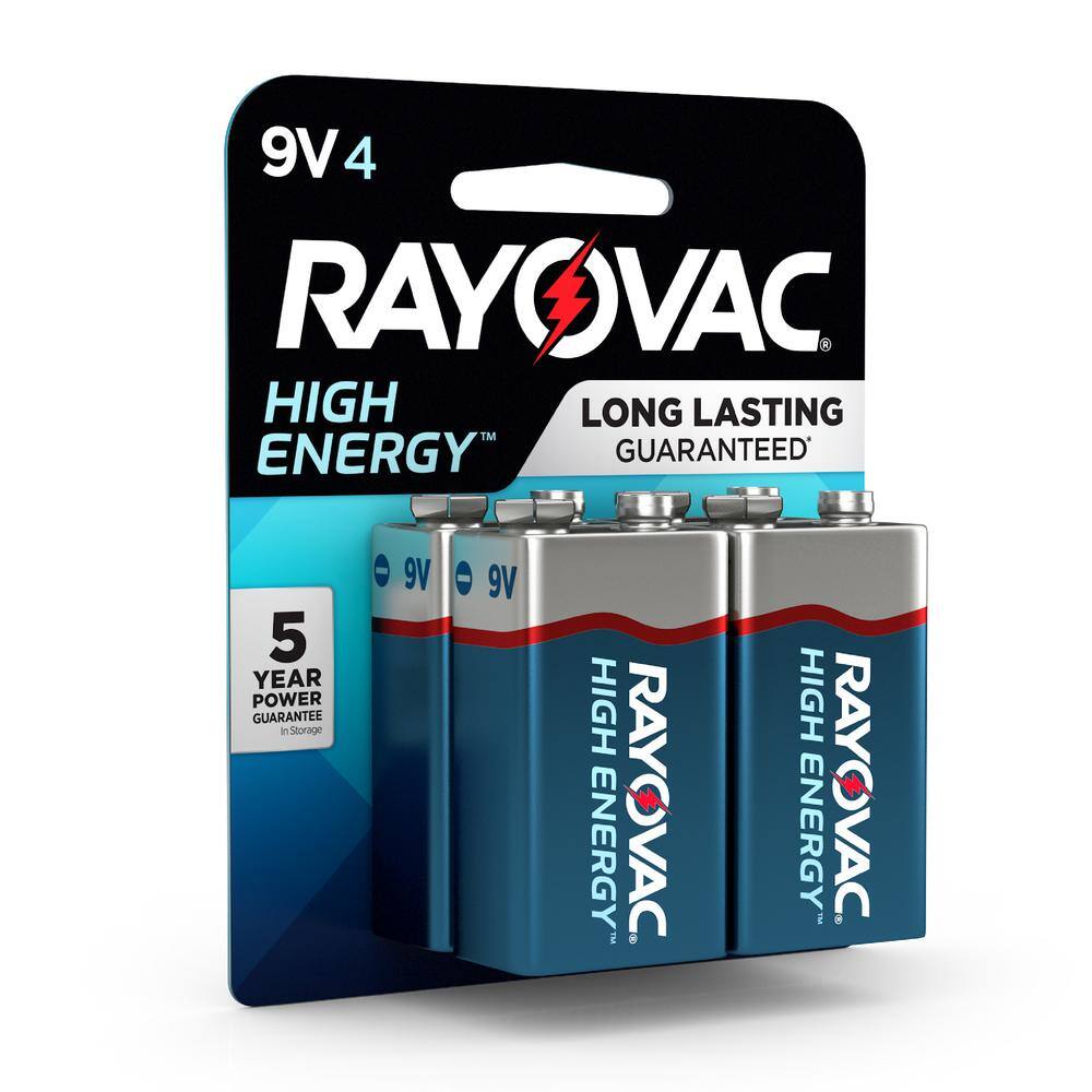 Rayovac High Energy Alkaline 9 Volt Battery 4 Pack A1604 4tj The Home Depot