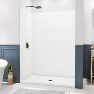 DreamStone 36 in. L x 60 in. W x 84 in. H Alcove Shower Kit with Shower Wall and Shower Pan in Traditional White