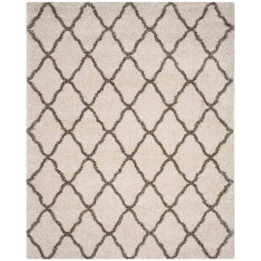 SAFAVIEH Hudson Shag Ivory/Gray 8 ft. x 10 ft. Trellis Area Rug SGH283A8 The Home Depot