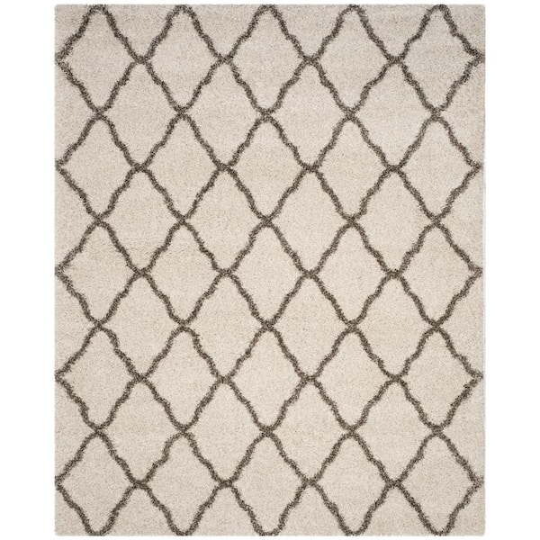 SAFAVIEH Hudson Shag Ivory/Gray 8 ft. x 10 ft. Trellis Area Rug