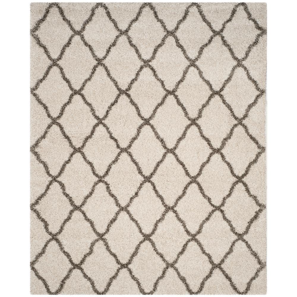 SAFAVIEH Hudson Shag Ivory/Gray 9 ft. x 12 ft. Trellis Area Rug SGH283A