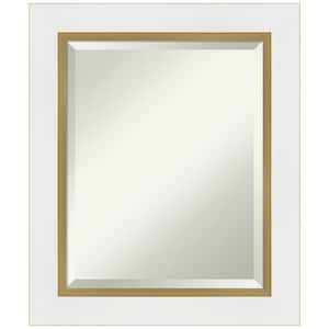 Eva 21.25 in. x 25.25 in. Modern Rectangle Framed White Gold Wall Mirror