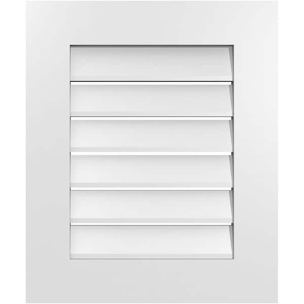 Ekena Millwork 20 in. x 24 in. Vertical Surface Mount PVC Gable Vent: Functional with Standard Frame