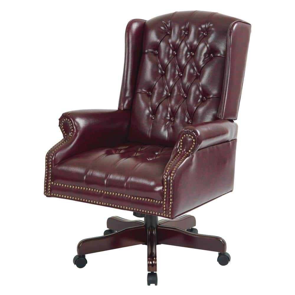 Brown High Back Executive Swivel Chair with Mahogany Base
