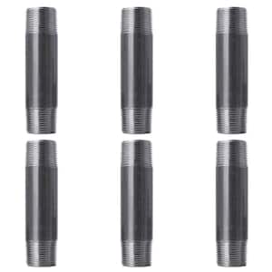 1 in. x 5 in. Black Industrial Steel Grey Plumbing Nipple (6-Pack)