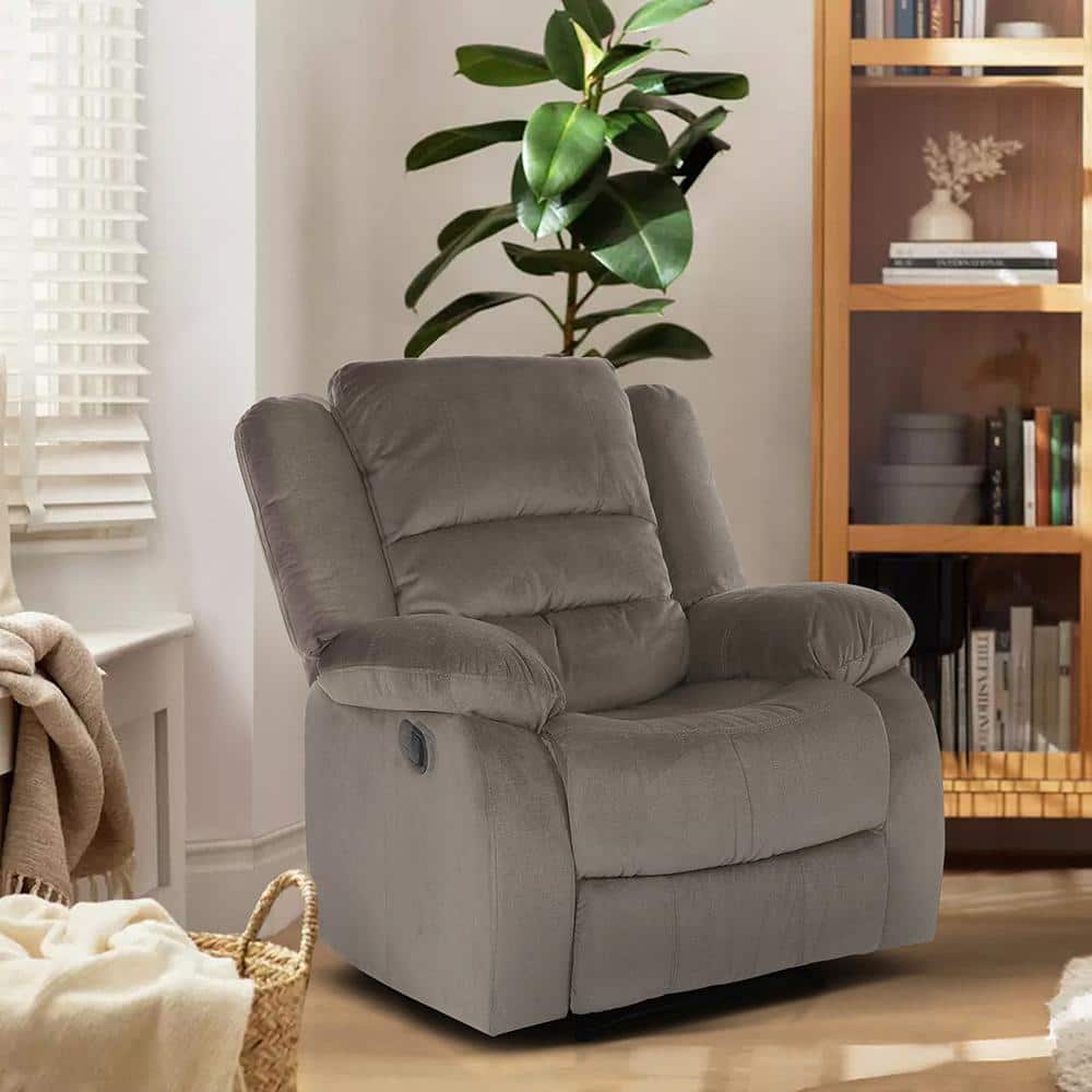 Chocolate Microfiber Recliner with Manufactured Wood Frame